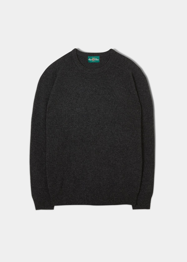 alan paine Lenzie Men's Lambswool Jumper In Charcoal - Regular Fit