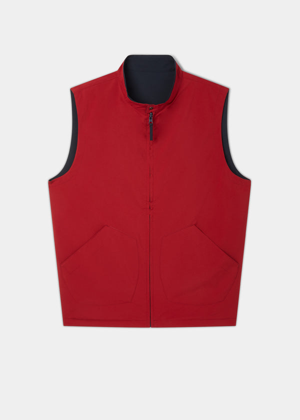 Alan Paine Lettoch Reversible Lightweight Summer Gilet In Navy And Red - Regular Fit