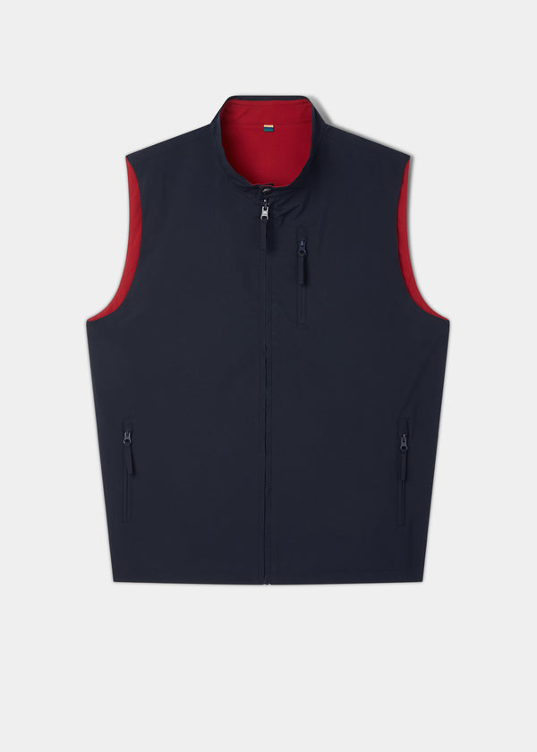 alan paine Lettoch Reversible Lightweight Summer Gilet In Navy and Red - Regular Fit