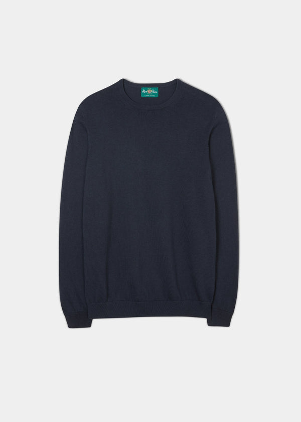 alan paine Leysmill Cotton Cashmere Jumper In Dark Navy