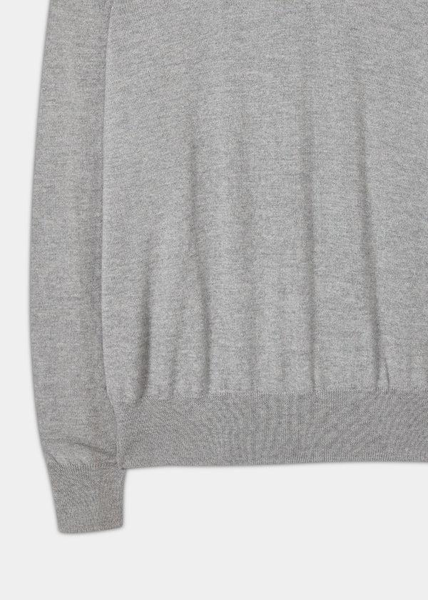 Alan Paine Linton Merino Wool Roll Neck Jumper In Light Grey Mix - Regular Fit