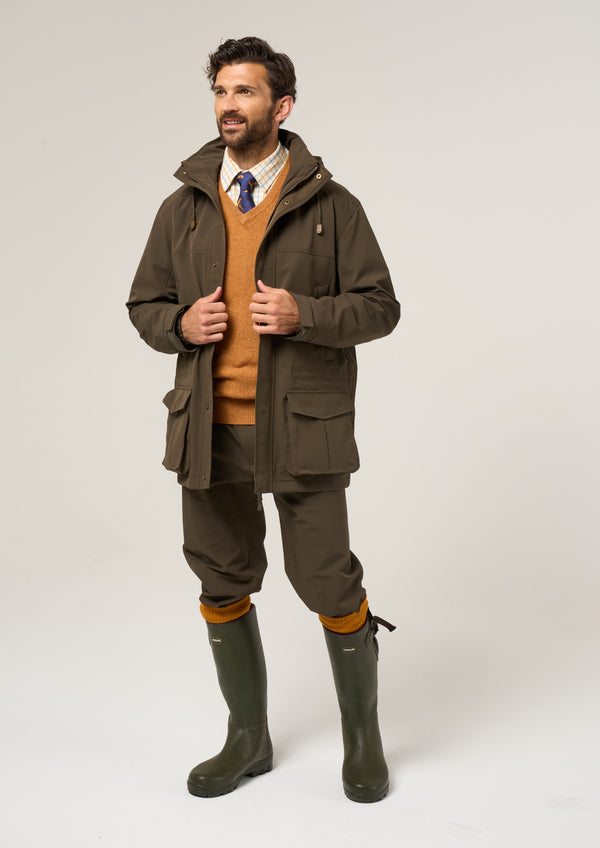 Alan Paine Lockwood Men's Shooting Coat In Olive - Shooting Fit