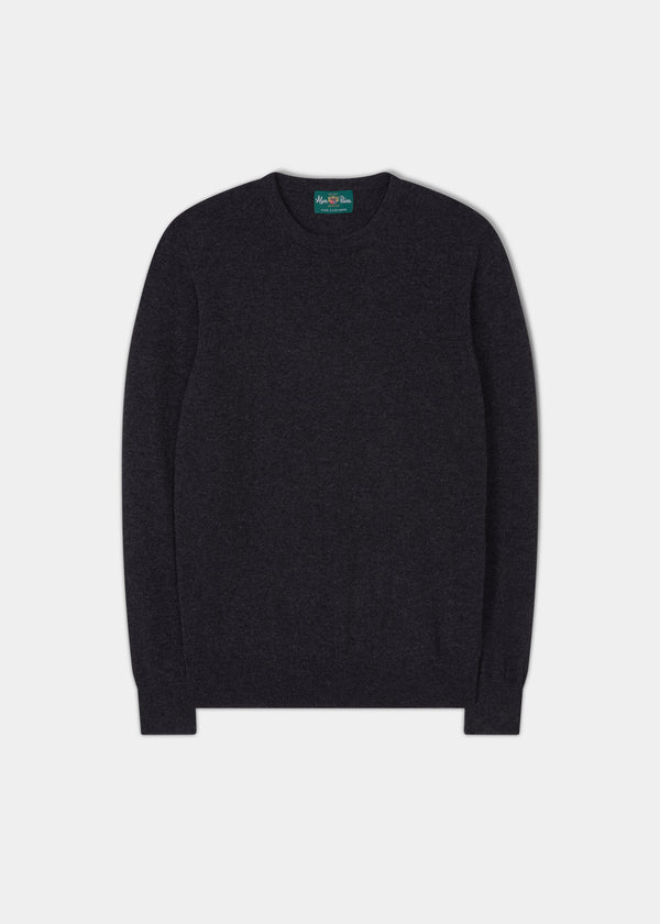 alan paine Melfort Cashmere Jumper in Charcoal - Regular Fit