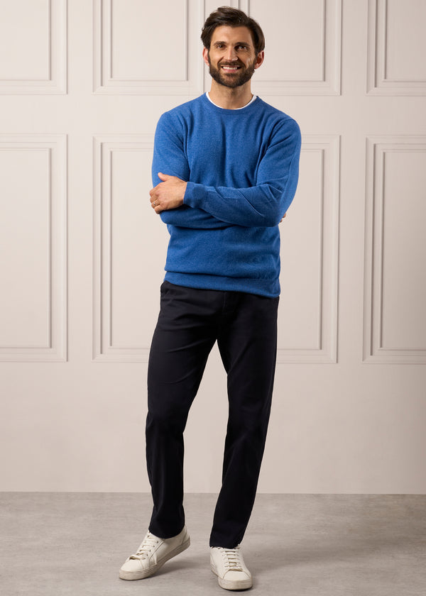 Alan Paine Melfort Cashmere Jumper In Denim - Regular Fit