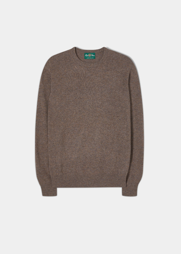 alan paine Men's Geelong Lambswool Crew Neck Jumper In Mahogany - Regular Fit
