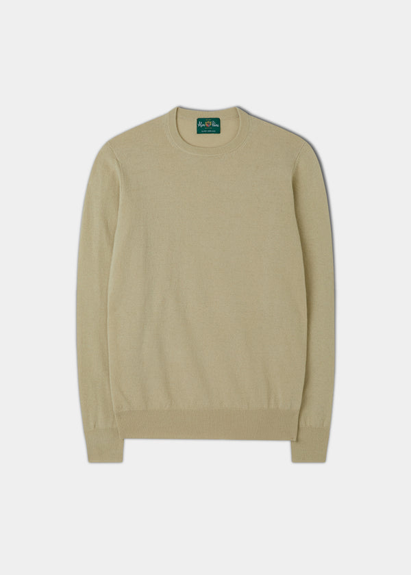 alan paine Men's Geelong Lambswool Crew Neck Jumper In Natural - Regular Fit
