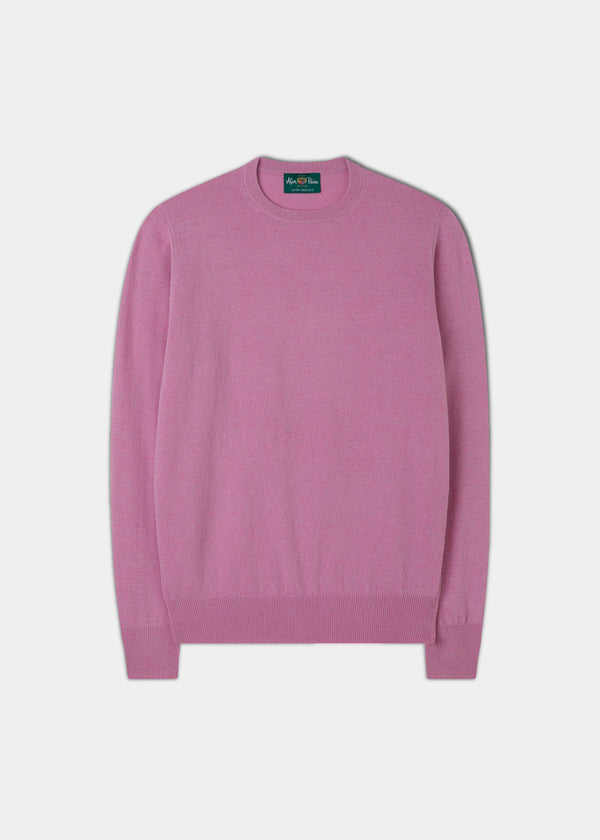 alan paine Men's Geelong Lambswool Crew Neck Jumper In Pink Haze - Regular Fit