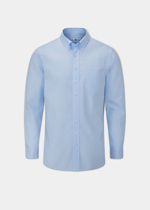 alan paine Men's Oxford Cotton Button Down Shirt In Sky Blue