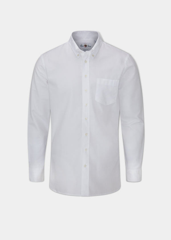 alan paine Men's Oxford Cotton Button Down Shirt In White