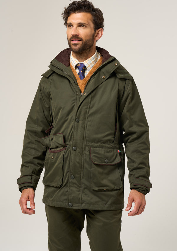 alan paine Milwood Men's Waterproof Shooting Coat In Olive - Shooting Fit