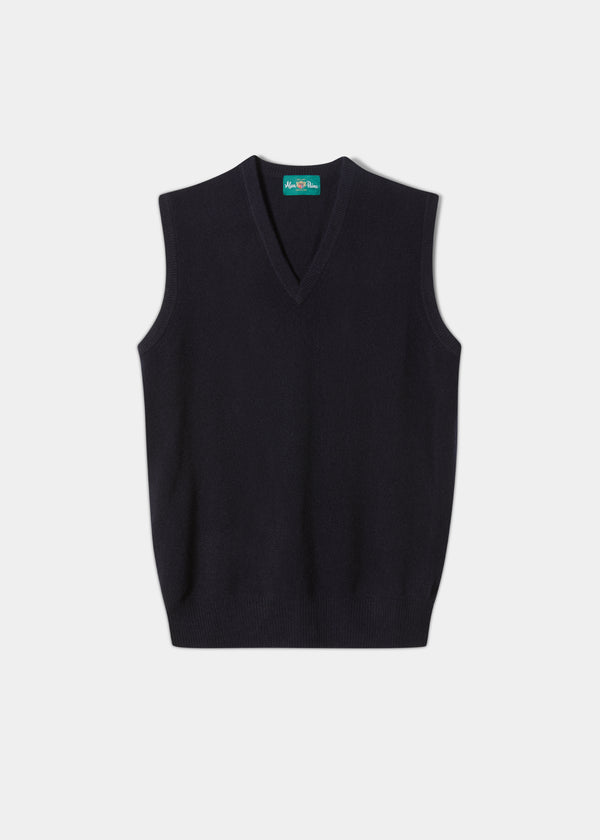 alan paine Norfolk Men's Lambswool Slipover in Navy - Classic Fit