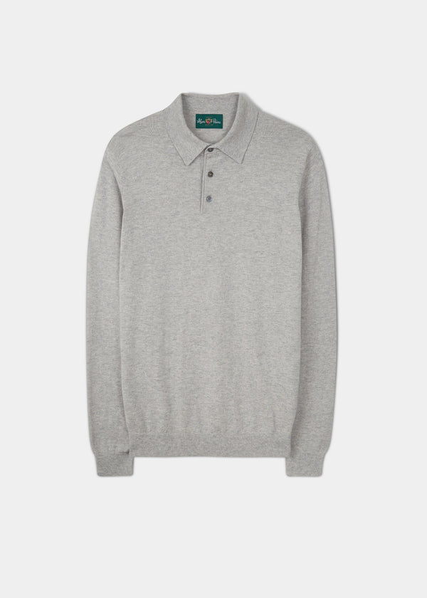alan paine Pentlow Luxury Cotton Long Sleeve Polo Shirt In Dove