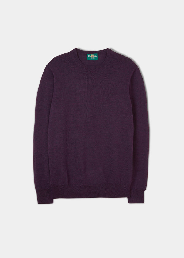 alan paine Radstone Men's Merino Wool Jumper in Black Grape - Regular Fit