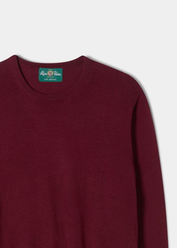 Alan Paine Radstone Men's Merino Wool Jumper In Bordeaux - Regular Fit