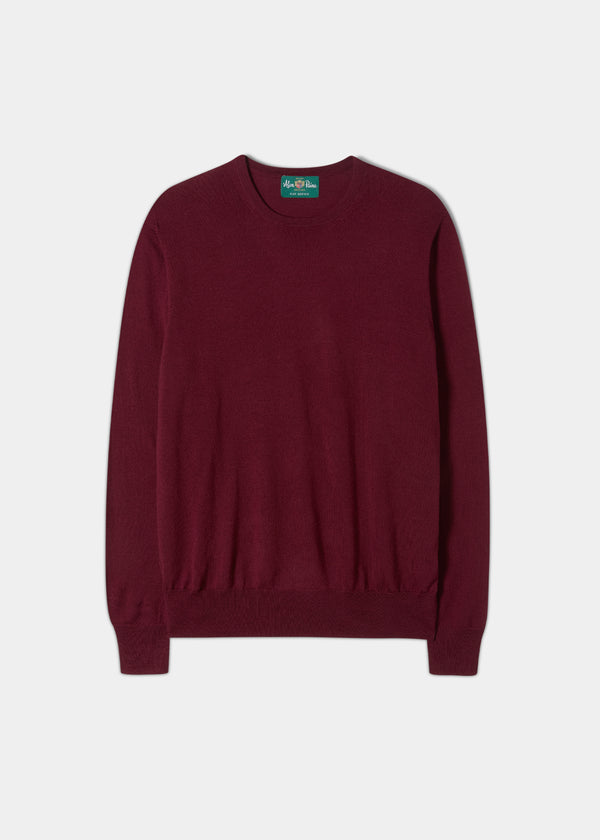 alan paine Radstone Men's Merino Wool Jumper in Bordeaux - Regular Fit