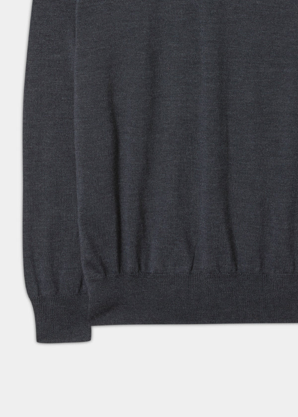 Alan Paine Radstone Men's Merino Wool Jumper In Charcoal - Regular Fit