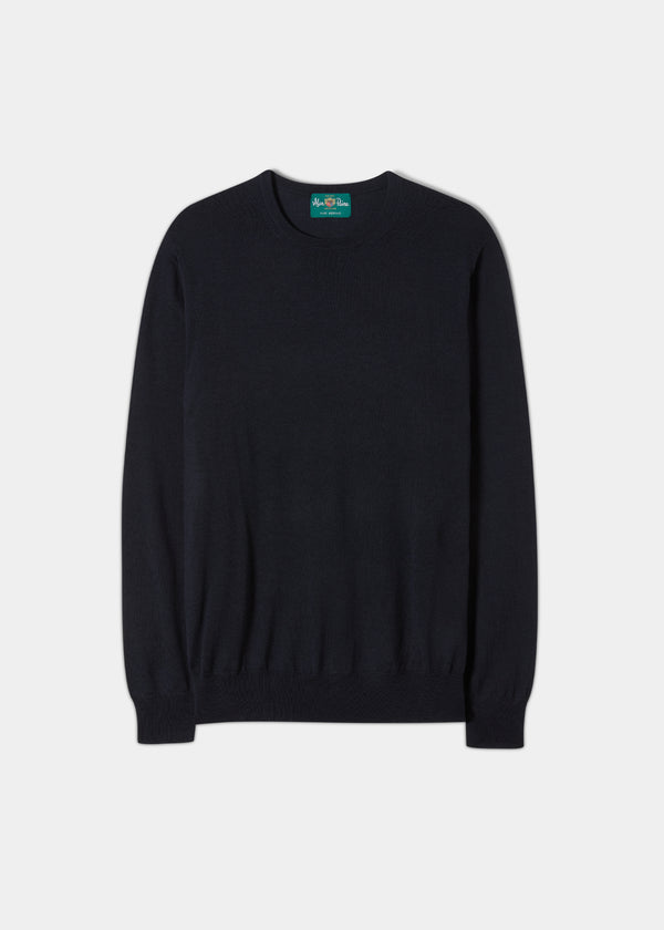 alan paine Radstone Men's Merino Wool Jumper in Dark Navy - Regular Fit