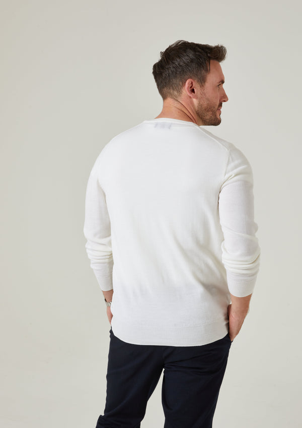 Alan Paine Radstone Men's Merino Wool Jumper In Ecru - Regular Fit