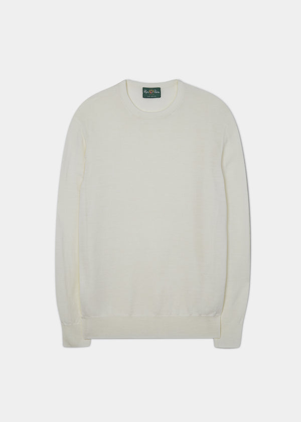 alan paine Radstone Men's Merino Wool Jumper in Ecru - Regular Fit