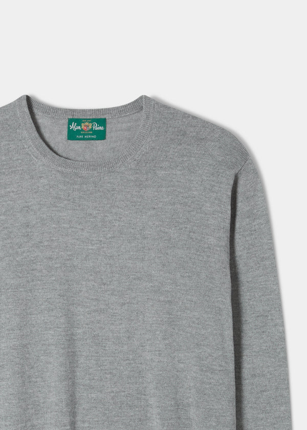 Alan Paine Radstone Men's Merino Wool Jumper In Grey Mix - Regular Fit