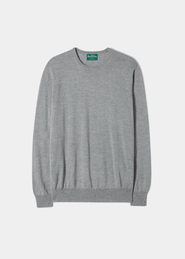 alan paine Radstone Men's Merino Wool Jumper in Grey Mix - Regular Fit