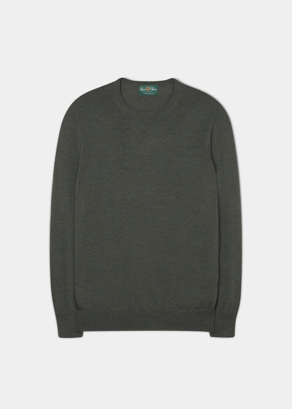 alan paine Radstone Men's Merino Wool Jumper in Seaweed - Regular Fit