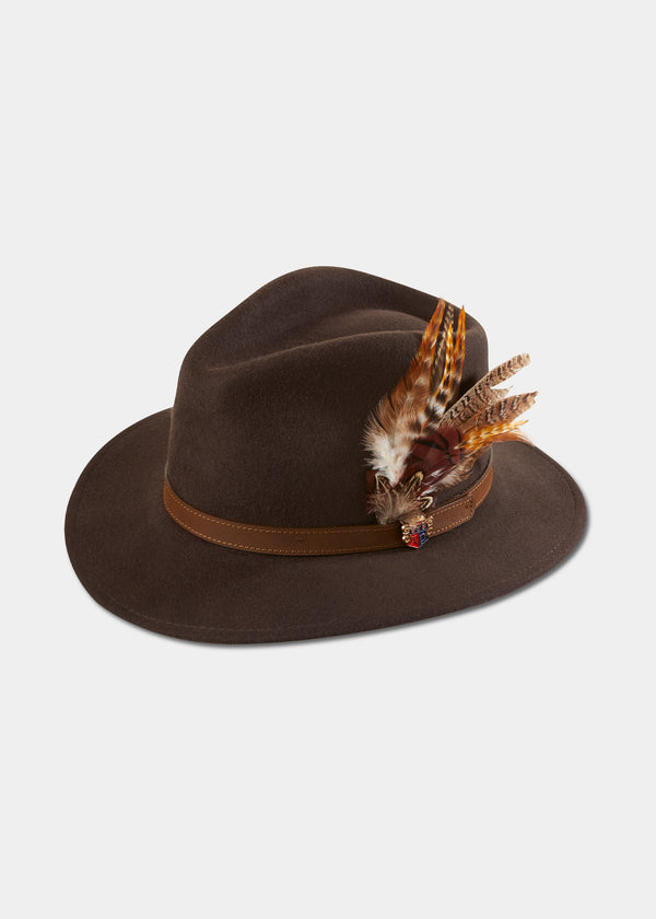 alan paine Richmond Ladies Felt Hat With Feather In Brown