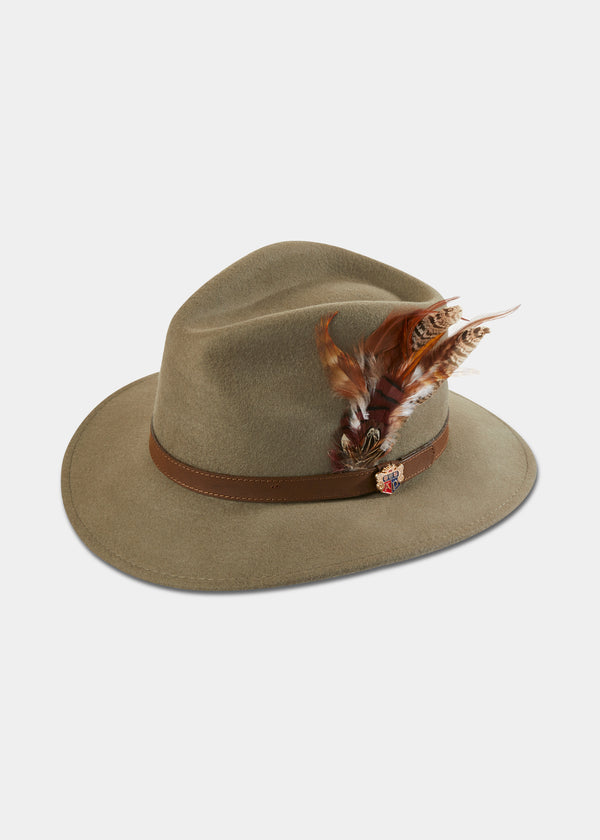 alan paine Richmond Ladies Felt Hat With Feather In Oatmeal