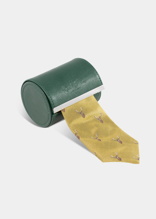 alan paine Ripon Silk Country Tie In Gold - Deer Design