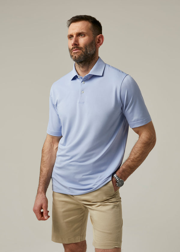Alan Paine Rockbourne Performance Polo In Light Blue - Sports Fit