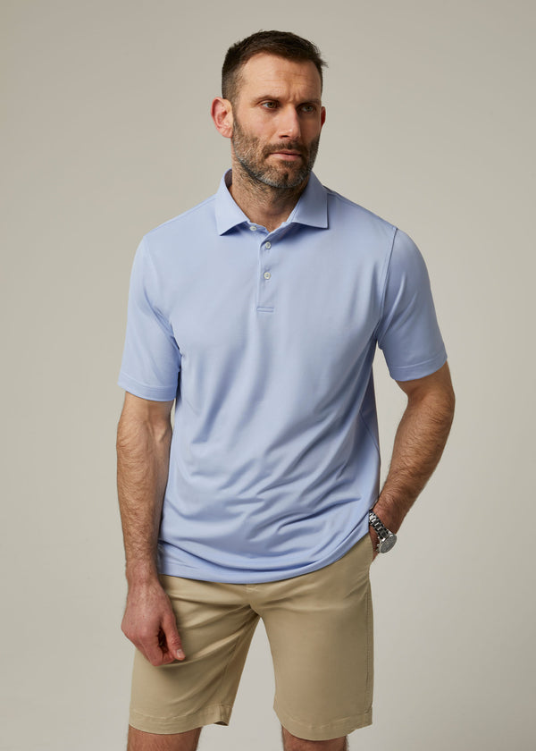 Alan Paine Rockbourne Performance Polo In Light Blue - Sports Fit