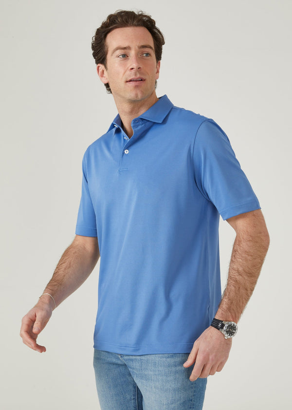 Alan Paine Rockbourne Performance Polo In Mid Blue - Sports Fit