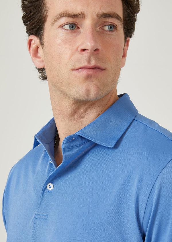 Alan Paine Rockbourne Performance Polo In Mid Blue - Sports Fit