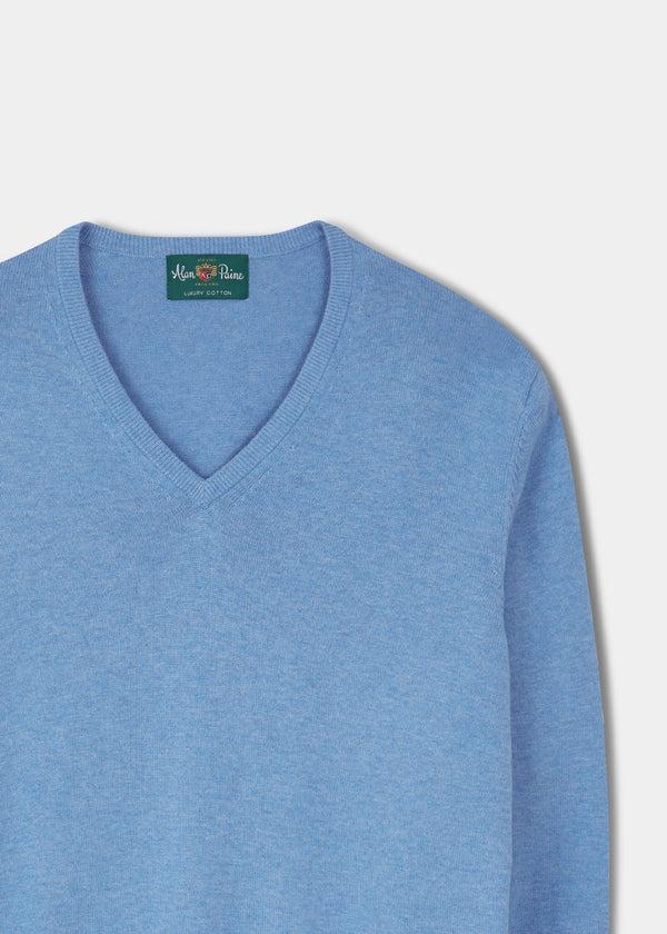 Alan Paine Rothwell Cotton Cashmere Jumper In Carolina Blue