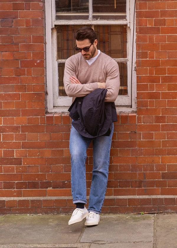 Alan Paine Rothwell Cotton Cashmere Jumper In Coffee