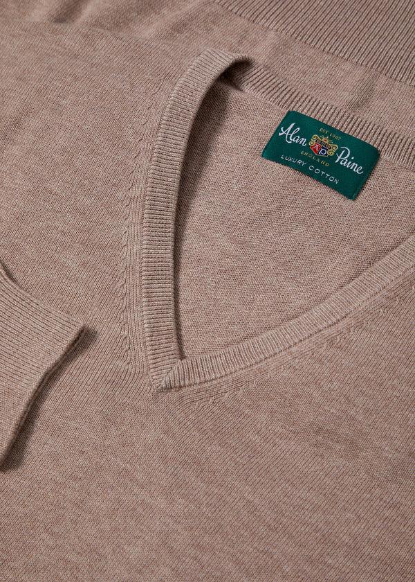 Alan Paine Rothwell Cotton Cashmere Jumper In Coffee