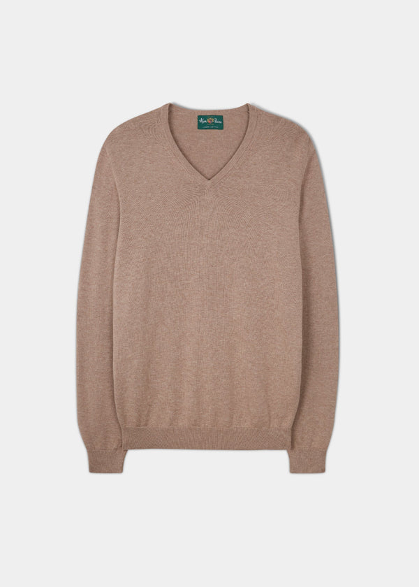 alan paine Rothwell Cotton Cashmere Jumper In Coffee