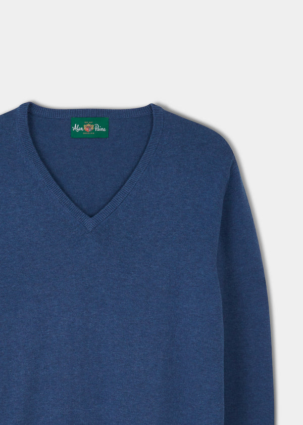 Alan Paine Rothwell Cotton Cashmere Jumper In Indigo