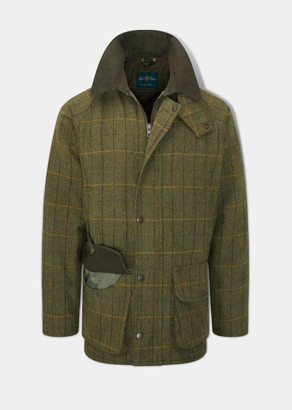 alan paine Rutland Children's Tweed Coat In Green Ash