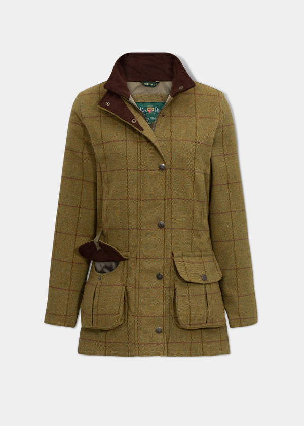 alan paine Rutland Ladies Tweed Waterproof Shooting Coat In Lichen