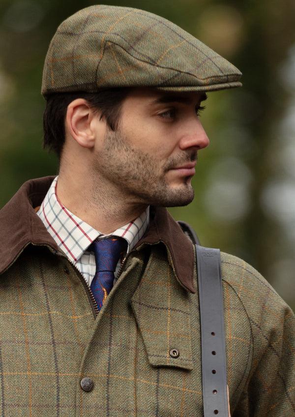 Alan Paine Rutland Men's Tweed Flat Cap In Dark Moss
