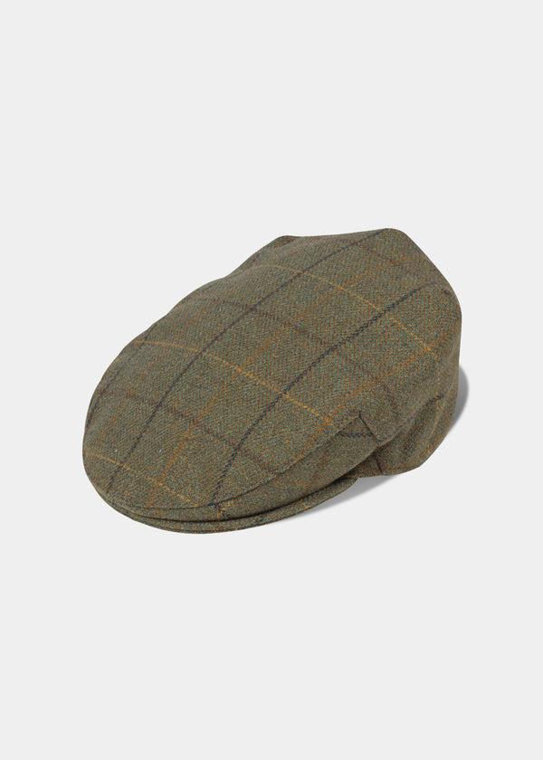 alan paine Rutland Men's Tweed Flat Cap In Dark Moss