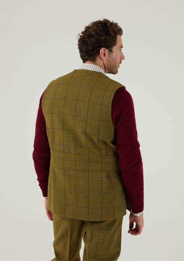 Alan Paine Rutland Men's Tweed Shooting Waistcoat In Lichen - Shooting Fit