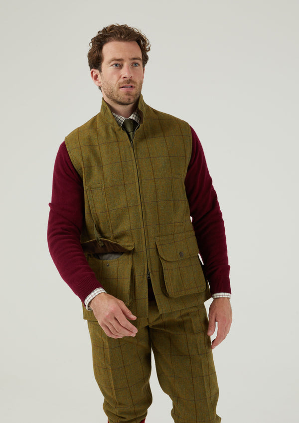 Alan Paine Rutland Men's Tweed Waistcoat In Lichen - Shooting Fit