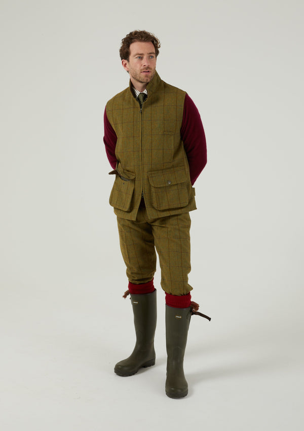 Alan Paine Rutland Men's Tweed Waistcoat In Lichen - Shooting Fit