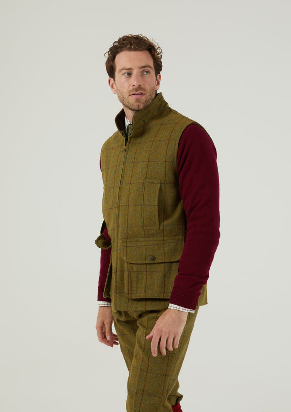 Alan Paine Rutland Men's Tweed Waistcoat In Lichen - Shooting Fit