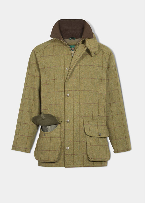 alan paine Rutland Men's Tweed Waterproof Shooting Coat In Lichen - Regular Fit