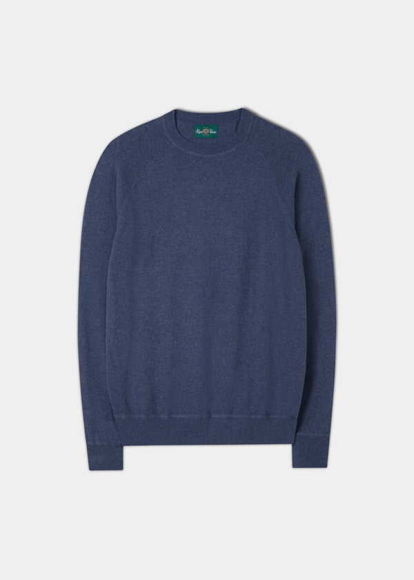 alan paine Saddington Cotton Merino Crew Neck Sweatshirt In Denim