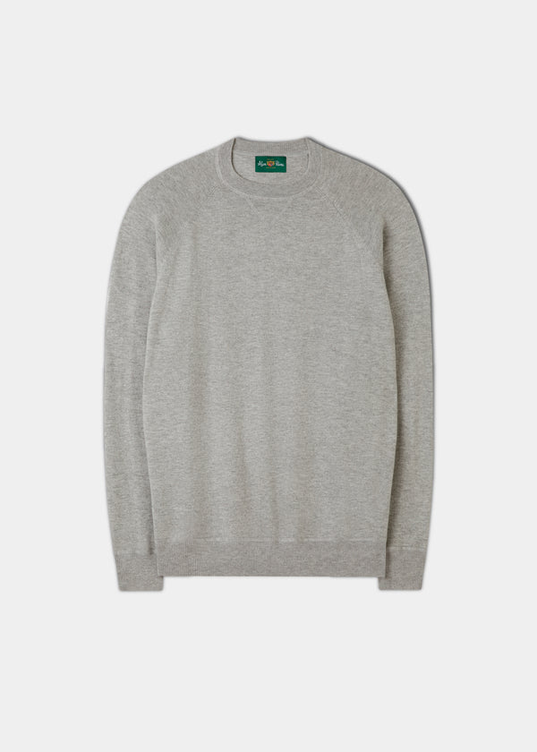 alan paine Saddington Cotton Merino Crew Neck Sweatshirt In Light Grey Mix
