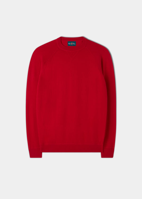 alan paine Saddington Cotton Merino Crew Neck Sweatshirt In Red